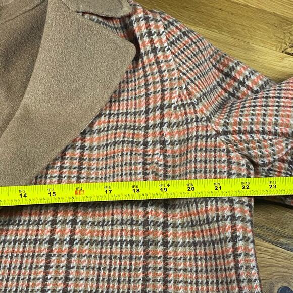NEW Talbots Coat 12 Wool Blend Campfire Plaid Classic Lapel Patch Pockets Long - Picture 11 of 15